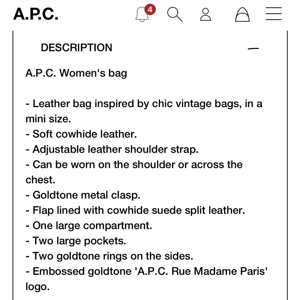 A.P.C. Small Grace Leather Shoulder Bag - Picture 6 of 7